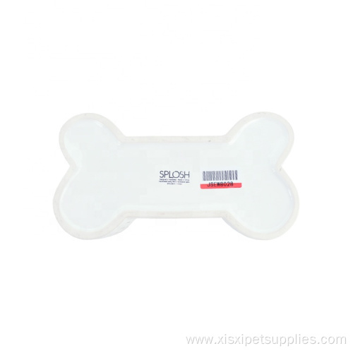 Bone Shaped Pet Feeding Bowl White Ceramic